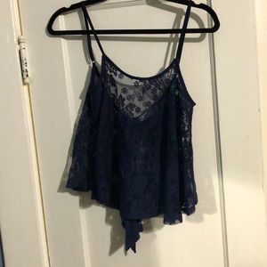 Lace open back tank